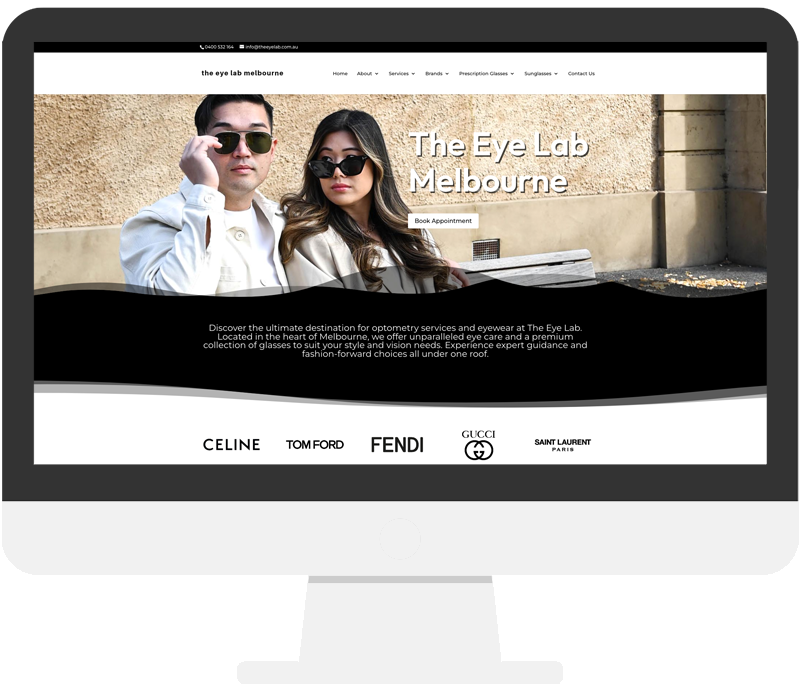 Website Design by Moon Cube Design. The Eye Lab, Optometrist, Fashion Glasses.